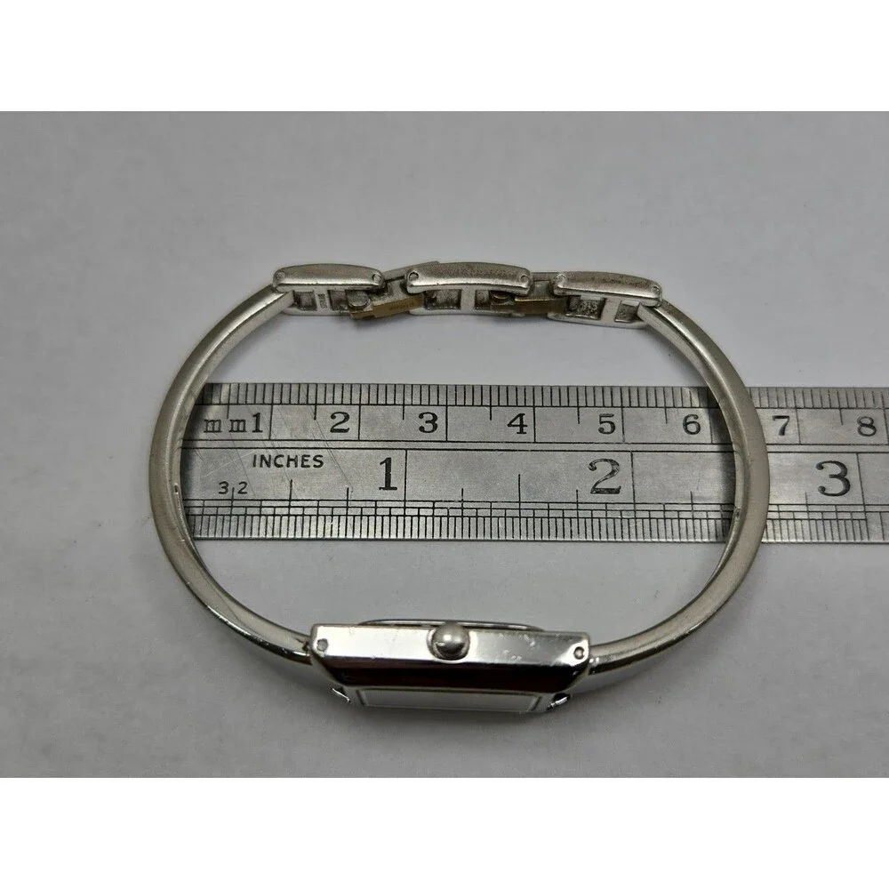 Anne Klein II Womens Sterling Silver 925 Classic Tank Bracelet Watch New Battery